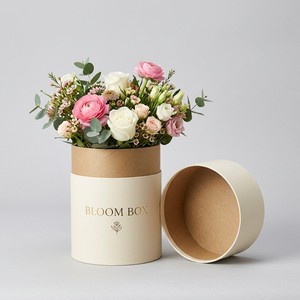 Boîte cylindrique en papier pour bouquet de fleurs fraîches, emballage cadeau, logo personnalisé, boîte de livraison de fleurs, vente en gros - Product Image 2