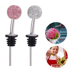 Hot Selling Diamond Crystal Decorative Pourer Stainless Steel Wine Bottle Vacuum <b>Stopper</b> - Product Image 1