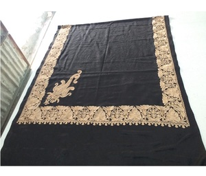 Elegant European American Embroidered Floral Reversible Lightweight Shawl Digital Print Winter Scarf Long Fringe Soft Warm - Product Image 1