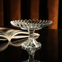 Plateau à fruits et bonbons en verre cristal de style européen, design léger et luxueux, forme de fleur, sur pied haut, exquis et très esthétique pour la maison
