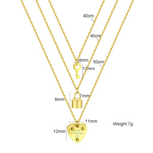 Collar con colgante de acero inoxidable de varias capas en forma de corazón, dorado, para mujer, regalo, uso diario - Product Image 5