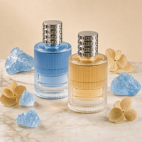Flacon de parfum en verre vide de luxe rose doré de 100 ml, personnalisé, en forme de cylindre, avec pulvérisateur à sertir, vente en gros Anding Stock