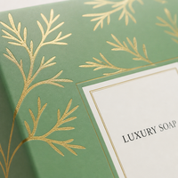 Coffret Cadeau de Savons Personnalisés Imprimés – Emballage en Papier Doré Botanique Vert pour Soins de la Peau Faits Main, Cosmétiques et Produits de Bain (Vente au Détail)
