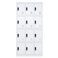 Serrure à clé commerciale en acier laminé à froid à 4 niveaux et 12 portes Structure démontable Armoire de rangement pour salle de sport