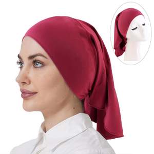 Nouvelle arrivée femmes casquettes de chimio extensible tête Wrap longue taille polyester couleur unie foulard - Product Image 2