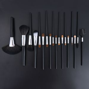 18pcs Synthetic Pony Hair Makeup Brush Set Wood Handle Copper Ferrule Flat Fan Face Eye Powder Eyeshadow Cosmetic Brushes Black - Product Image 3