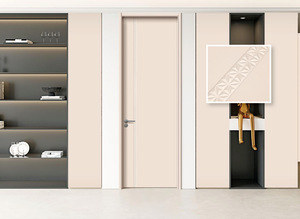 Puerta Interior Minimalista de Madera Maciza con Diseño de Ranura Vertical, Superficie Acabada, Apertura Manual - Product Image 2