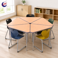 Meubles scolaires modernes en métal de haute qualité, confortables, réglables en hauteur, tables et chaises de discussion en groupe triangulaires