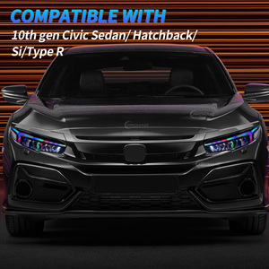 Phares LED RGB Archaic pour <span class=keywords><strong>Honda</strong></span> <span class=keywords><strong>Civic</strong></span> 10ème génération 2016-2021 Type R, 6000K avec animation séquentielle, phares avant <span class=keywords><strong>Civic</strong></span> - Product Image 2