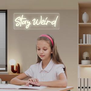 Enseigne lumineuse à LED USB Stay Weird, dimmable, pour salle de classe, coin lecture, décoration de chambre d'enfant, enseigne électronique - Product Image 2