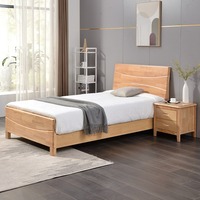 Cadre de lit en bois de chêne massif de style tatami japonais moderne minimaliste, avec tête de lit basse, disponible en tailles Queen, King, Simple et Double, et démontable