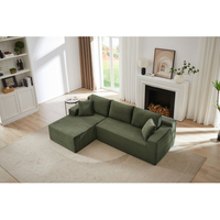 Grünes L-förmiges Wolken-Ecksofa mit tiefem Sitz, keine Montage erforderlich, modulare Schlafsofas für Wohnzimmer, Schlafzimmer
