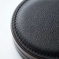 Boîte à poudre de luxe en cuir floqué avec panneau supérieur en plastique, design personnalisé, impression de logo couleur disponible, emballage compact