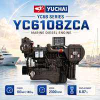 Moteur diesel marin Yuchai YC6B YC6108ZCA 140 CV turbocompressé 6 cylindres 2300 tr/min, puissance économe en carburant pour bateaux de pêche et de travail