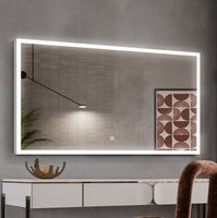Miroir de maquillage intelligent avec éclairage LED, haut-parleur Bluetooth, anti-buée, affichage de l'heure/température, design moderne pour salon, hôtel, maison