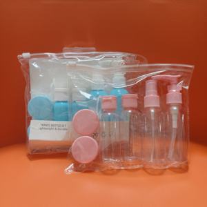 Juego de Botellas de Plástico PET Transparente con Pulverizador, para Lociones y Cremas, Envases Cosméticos Redondos, Set de Viaje - Product Image 4
