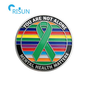 Souvenirs personnalisés <span class=keywords><strong>de</strong></span> sensibilisation à la santé mentale, ruban vert, pièces commémoratives, pièces <span class=keywords><strong>de</strong></span> défi personnalisées <span class=keywords><strong>de</strong></span> sensibilisation à la santé mentale - Product Image 4