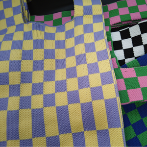 Nuova <span class=keywords><strong>borsa</strong></span> a mano lavorata a maglia firmata Shopping <span class=keywords><strong>borsa</strong></span> unica scacchiera <span class=keywords><strong>borsa</strong></span> Tote - Product Image 4