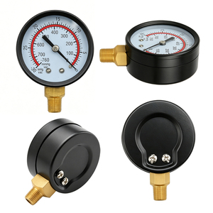 Manómetro de Vacío Negativo de -30 InHg / -760 mmHg, 1/4 NPT, Escala Doble, Montaje Inferior, Carcasa de Acero Negra, Modelo <span class=keywords><strong>para</strong></span> <span class=keywords><strong>Bomba</strong></span> de Vacío - Product Image 1