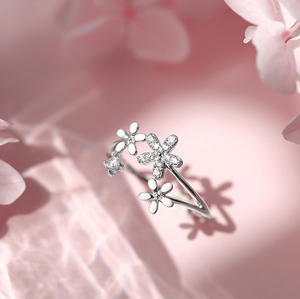 925 anelli in <span class=keywords><strong>argento</strong></span> sterling fiore regolabile piccola margherita brillare strass apertura anelli indice anelli in estate - Product Image 4