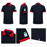Uniforme de travail unisexe en polyester antistatique et respirant, manches courtes, col contrastant rouge, pour station-service, industrie pétrolière et chimique