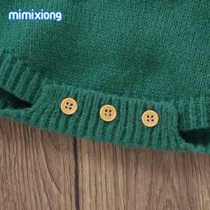 2023米米雄荷花领婴儿针织连裤长袖学步连身衣女童服装 - Product Image 6