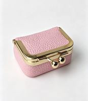 Mini pochette multifonctionnelle à fermoir Kiss Lock, couleur unie, en cuir PU, petite bourse carrée pour monnaie, bijoux et rouge à lèvres