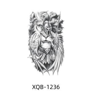 Nuevo Estilo 2026 XFashion, Tatuajes Temporales Impermeables de Animales Negros y Sensuales, Diseños Realistas de Cabeza de León y Lobo de Tamaño Completo - Product Image 4