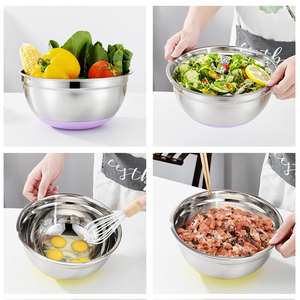 Antideslizante Apilable Cocina Acero inoxidable Metal Anidamiento Almacenamiento Mezcla Ensaladeras Con Rallador Accesorios - Product Image 4