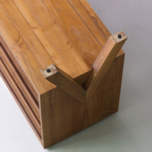 ตู้เก็บของไม้เนื้อแข็งสไตล์วินเทจยุคกลางแบบวาบิซาบิ ตู้ข้างเตียงสามลิ้นชักไม้สัก ตู้ห้องนั่งเล่นหรูหราสไตล์ไลท์ลักชัวรี่ - Product Image 5