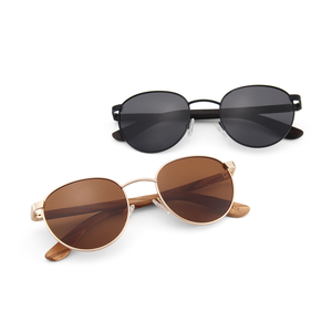 Lunettes de soleil polarisées en bois pour hommes et femmes, avec logo personnalisé imprimé au laser, monture ronde, vente en gros OEM Chine - Product Image 3