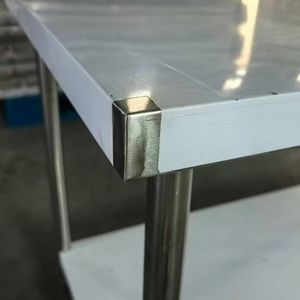201 1.0mm Stainless Steel 2-Layer Workbench 6 Legs Food-Grade Powder Coating 300kg/m Load Capacity for Commercial Kitchen Use - Product Image 2