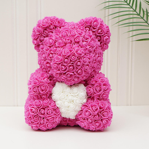 Rose artificielle en PE en forme d'ours en peluche, 25 cm x 40 cm, cadeau de Noël, de la Saint-Valentin ou de la Fête des Mères - Product Image 6