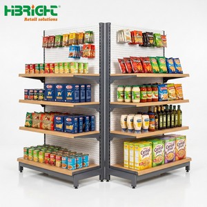 Highbright Steel <b>Wood</b> Supermarket <b>Shelving</b> Perforated Back Panel Retail Display Rack for Supermarket and Grocery - Product Image 4