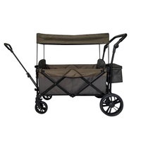 Chariot de camping pliable 2 places pour enfants avec toit et sac de rangement latéral, en tube de fer et tissu Oxford 600D anti-UV 5.0