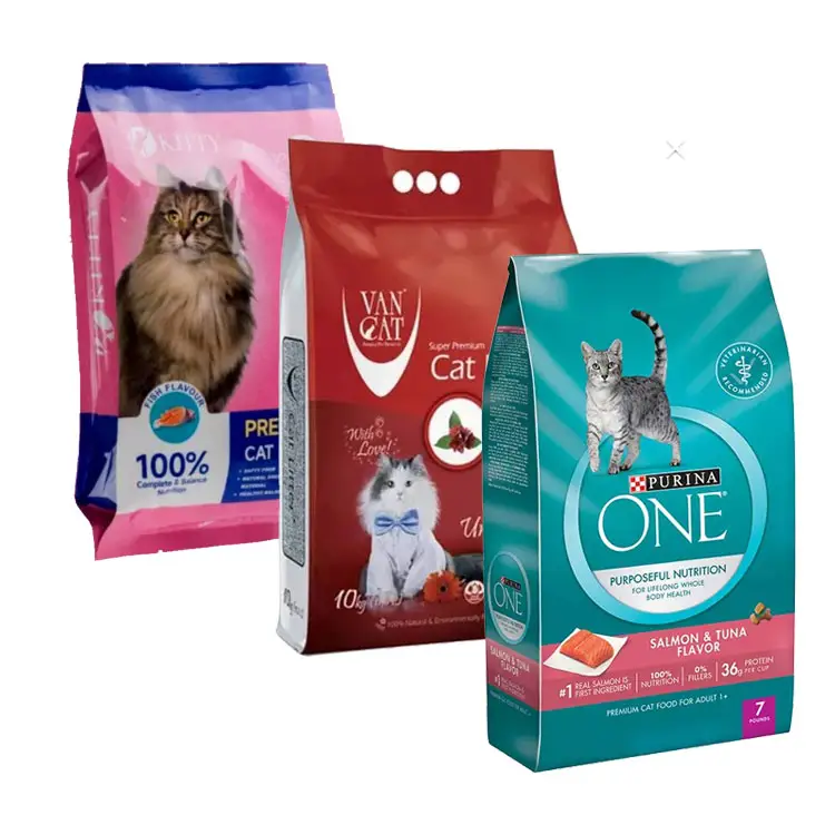 Wholesale Oem 4kg 7kg 10kg Reusable Ziplock Plastic Wet /Dry Cat Snack Feed Nut Powder Animal Pet Food Pouch Packaging Bag