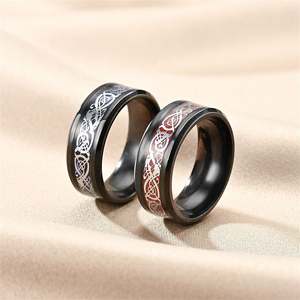 Low Price Couple <b>Rings</b> Jewelry Multicolor 8mm Width Titanium Stainless Steel Celtic Dragon <b>Ring</b> for Men Women - Product Image 3
