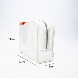 Sac à fermeture éclair élégant carré voyage blanc clair PVC sac cosmétique pour garder le maquillage propre et sec - Product Image 2