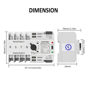SINOTIMER SATS-125/4P-EW WiFi ATS - 125A 400V, Alexa/<span class=keywords><strong>Google</strong></span>, commutateur <8ms, 4 pôles, commutateur d'alimentation de secours automatique/manuel, rail 35mm - Product Image 6