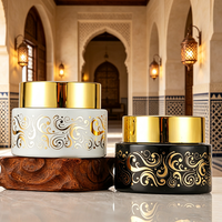 Bouteilles de soins de la peau personnalisées, pots cosmétiques en verre ambré givré mat noir de luxe, vides, avec couvercles
