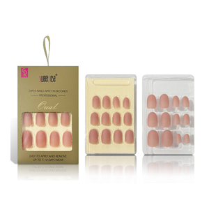 Lot de 24 <span class=keywords><strong>faux</strong></span> <span class=keywords><strong>ongles</strong></span> ovales mats nude pré-collés Sweet Rose – Courts, artificiels, à couverture complète pour femmes - Product Image 3