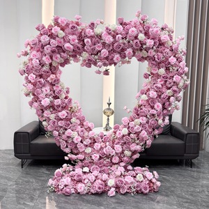 Arreglo de arco de flores en forma de corazón, arco de flores artificiales de seda, telón de fondo para arco de boda con flores - Product Image 4