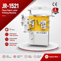 Machine d'impression d'étiquettes flexo automatique JR-1521, 60 m/min, 3 couleurs, ruban en nylon satiné, équipement d'impression d'étiquettes pour vêtements