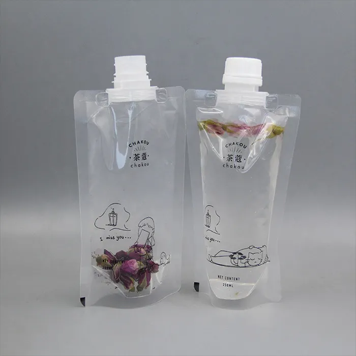 wholesale price french sea salt juice liquid spout stand up pouch plastic 24 oz drink pouches