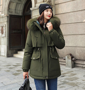 Giacca invernale da donna giacca spessa fodera in lana Parka calde giacche medio-lunghe <span class=keywords><strong>con</strong></span> cappuccio Parka pelliccia all'interno <span class=keywords><strong>cappotto</strong></span> di cotone femminile Plus Size - Product Image 4