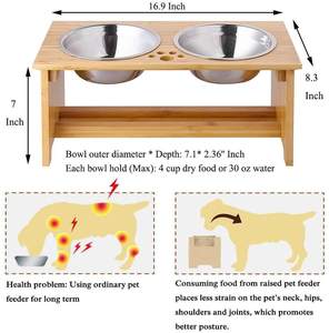 Penjualan terlaris WDF OEM mangkuk anjing kayu berdiri dengan tinggi yang dapat diatur mangkuk makanan anjing peliharaan kucing tinggi dengan dudukan pemberi makan hewan peliharaan bambu - Product Image 2