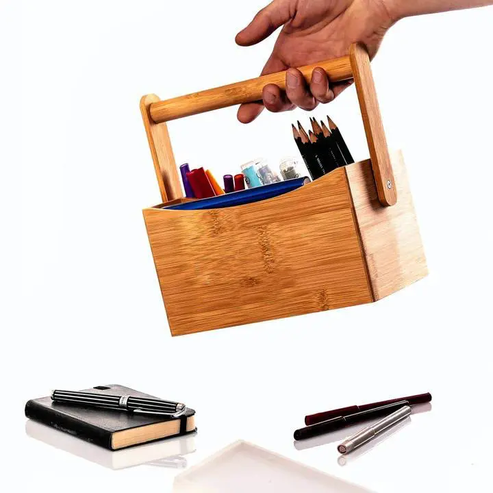 Unterschied liche Größe Schreibtisch Organizer Bambus Neueste Office Stift Container 100% natürliche Bambus Schreibtisch Organizer