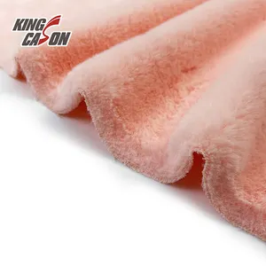 Kingcason Solid Color Pink Long Pile Polyester Rabbit Faux Fur