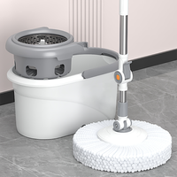 Seau d'Essoreuse à Fibres Ultra-Fines avec Manche Extensible Rotatif à 360°, Produits d'Entretien Ménager pour le Nettoyage des Sols