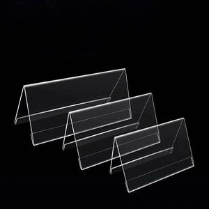 Soporte de exhibición de tarjeta de nombre de plástico acrílico transparente en forma de V, etiqueta de precio de señal de mesa para tarjeta de reunión, diseño triangular - Product Image 2
